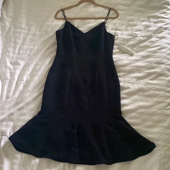 Evan Picone | Dresses | Black Vneck Peplum Bottom Midi Dress | Poshmark